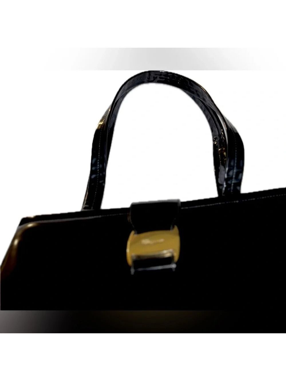 Salvatore Ferragamo Black Shoulder Bag with Gold Clasp - Picture 10 of 15
